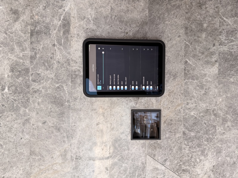 Wall-mounted lighting touchscreen and thermostat